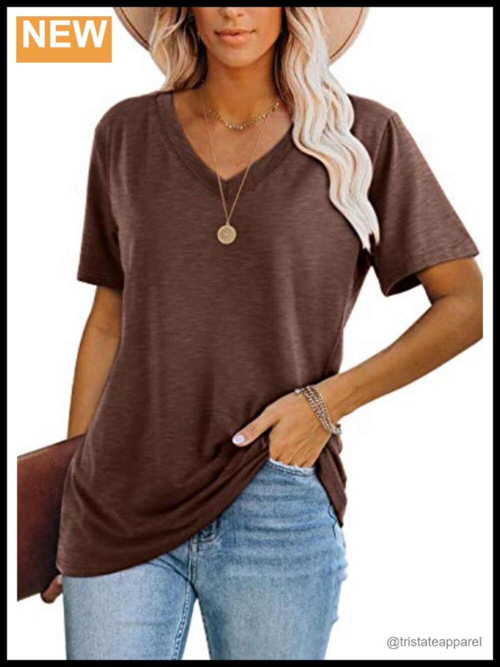 Womens Short Sleeve V Neck T Shirt Loose Fit Casual Summer Top